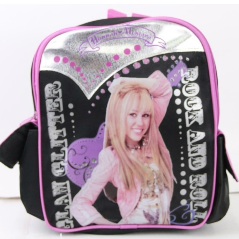 Disney Pink Black Silver Hannah Montana Kids Backpack